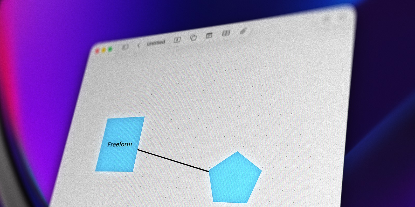 Screenshot of Apple Freeform canvas with sticky notes and sketches