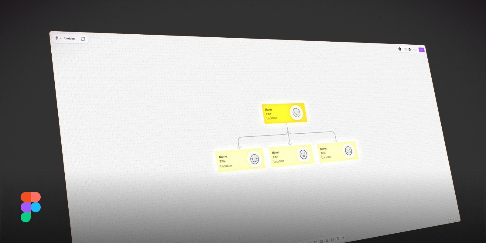 Screenshot of FigJam showing a whiteboard session with sticky notes, drawings, and a cursor overlay